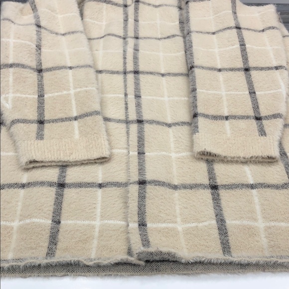 Cyrus Longline Sweater Coat | Cream & Brown Windowpane Plaid | Size 1X - Picture 11 of 13